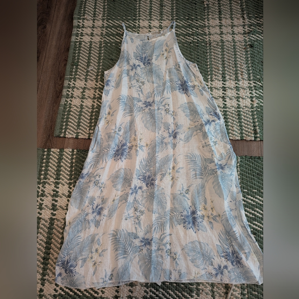 Lungo L'Arno 100% Linen Floral Sleeveless Maxi Dress